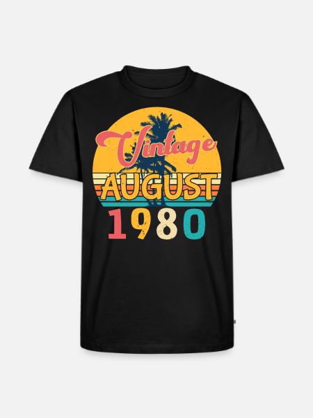 1980 août rétro - T-shirt Premium bio Homme - noir