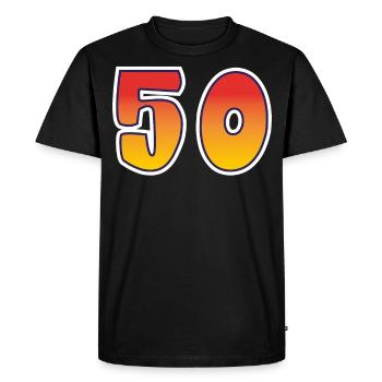 Number 50 Red - Orange Design - Men's Premium Organic T-Shirt - black - Front - Nico (187cm)