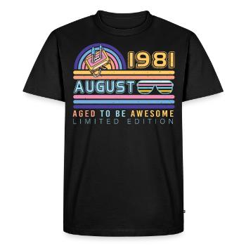 Year of construction 1981 in August - Men's Premium Organic T-Shirt - black - Front - Nico (187cm)