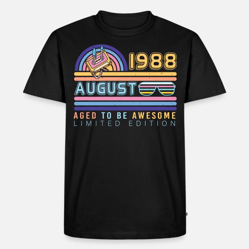 Geschenkidee August 1988 - Männer Premium Bio T-Shirt - Schwarz
