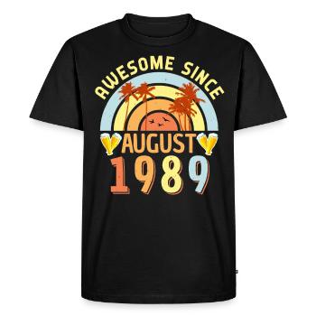 1989 Naissance en août - T-shirt Premium bio Homme - noir - Devant - Nico (187cm)