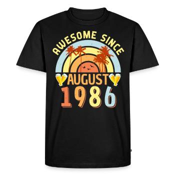 1986 Né en août - T-shirt Premium bio Homme - noir - Devant - Nico (187cm)