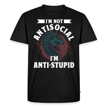 I'm not antisocial, I'm anti-stupid dragon - Men's Premium Organic T-Shirt - black - Front - Nico (187cm)