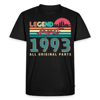 Né en août 1993 - T-shirt Premium bio Homme - noir - Devant - Nico (187cm)