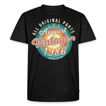 Né en août 1986 - T-shirt Premium bio Homme - noir - Devant - Nico (187cm)