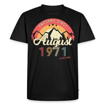 1971 Août Rétro - T-shirt Premium bio Homme - noir - Devant - Nico (187cm)