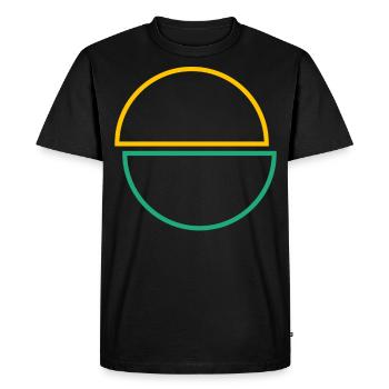 Demi-cercles jaune et vert Design - T-shirt Premium bio Homme - noir - Devant - Nico (187cm)