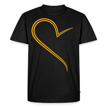 Conception simple à moitié cœur jaune - T-shirt Premium bio Homme - noir - Devant - Nico (187cm)