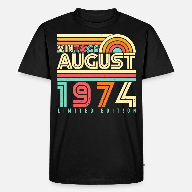 1974 Im August Geschenkidee - Männer Premium Bio T-Shirt - Schwarz