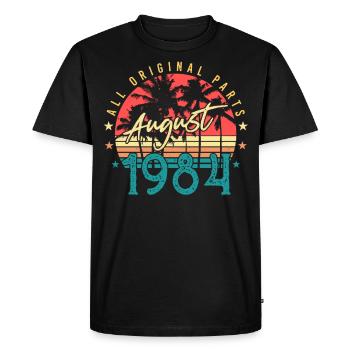 Août 1984 Vœux d’anniversaire - T-shirt Premium bio Homme - noir - Devant - Nico (187cm)