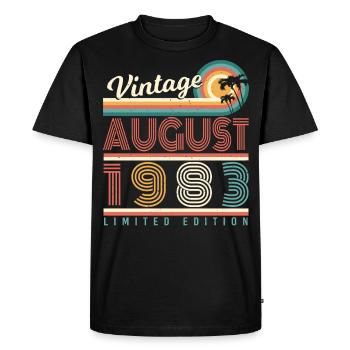 1983 En août idée cadeau - T-shirt Premium bio Homme - noir - Devant - Nico (187cm)