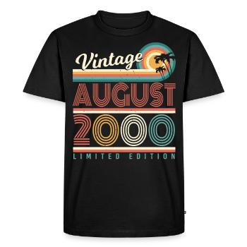 Mois de naissance Août 2000 - T-shirt Premium bio Homme - noir - Devant - Nico (187cm)