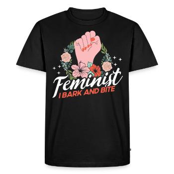 Féministe J’aboie et mords Féministe - T-shirt Premium bio Homme - noir - Devant - Nico (187cm)