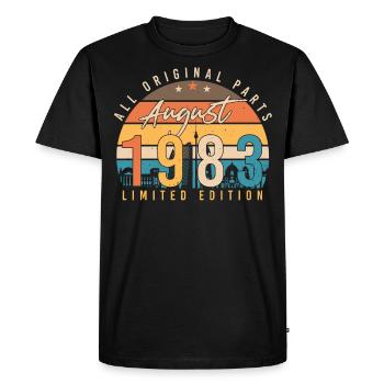 Août 1983 Vœux d’anniversaire - T-shirt Premium bio Homme - noir - Devant - Nico (187cm)