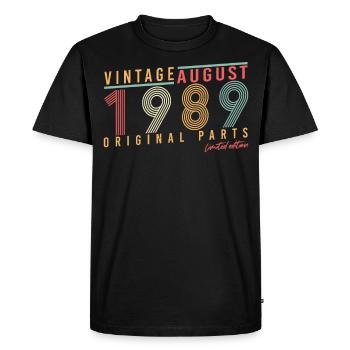 Année de construction 1989 en août - T-shirt Premium bio Homme - noir - Devant - Nico (187cm)