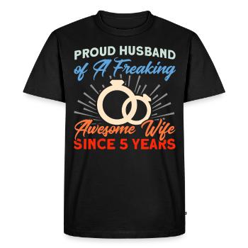 5. Anniversaire de mariage Couple Design 5 ans de mariage - T-shirt Premium bio Homme - noir - Devant - Nico (187cm)