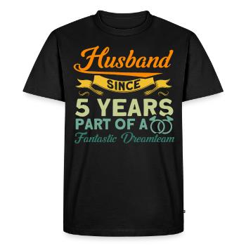 5. Anniversaire de mariage Couple Design 5 ans de mariage - T-shirt Premium bio Homme - noir - Devant - Nico (187cm)