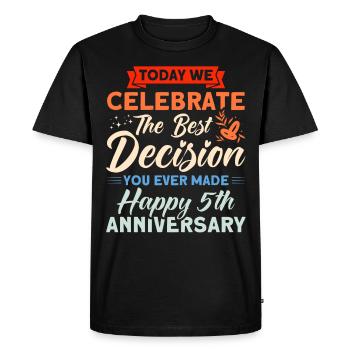 5. Anniversaire de mariage Couple Design 5 ans de mariage - T-shirt Premium bio Homme - noir - Devant - Nico (187cm)