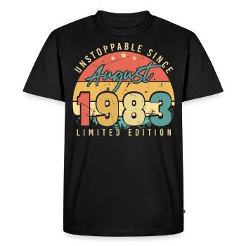 Idée cadeau pour août 1983 - T-shirt Premium bio Homme - noir - Devant - Nico (187cm)