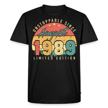 Année de naissance 1989 en août - T-shirt Premium bio Homme - noir - Devant - Nico (187cm)