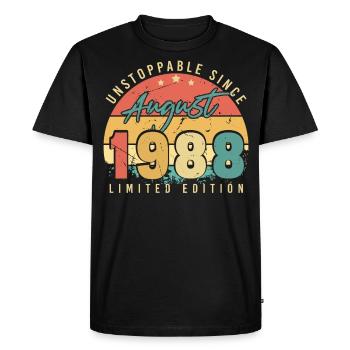 Année de naissance 1988 en août - T-shirt Premium bio Homme - noir - Devant - Nico (187cm)