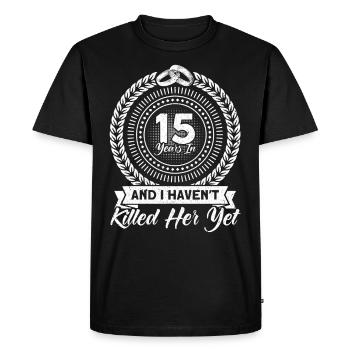 15ème anniversaire de mariage Couple Design 15 ans de mariage - T-shirt Premium bio Homme - noir - Devant - Nico (187cm)