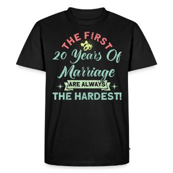 20e anniversaire de mariage Couple Design 20 ans de mariage - T-shirt Premium bio Homme - noir - Devant - Nico (187cm)