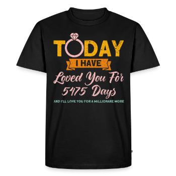 15ème anniversaire de mariage Couple Design 15 ans de mariage - T-shirt Premium bio Homme - noir - Devant - Nico (187cm)