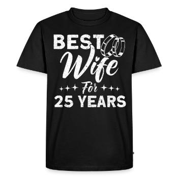 25e anniversaire de mariage Couple Design 25 ans de mariage - T-shirt Premium bio Homme - noir - Devant - Nico (187cm)