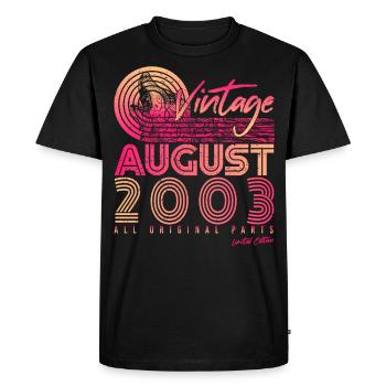 Mois de naissance Août 2003 - T-shirt Premium bio Homme - noir - Devant - Nico (187cm)