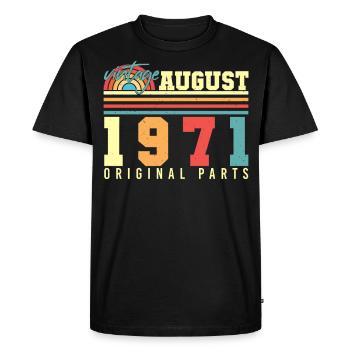 1971 En août Rétro - T-shirt Premium bio Homme - noir - Devant - Nico (187cm)