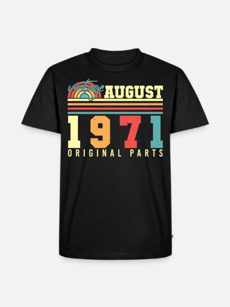 1971 Im August Retro - Männer Premium Bio T-Shirt - Schwarz