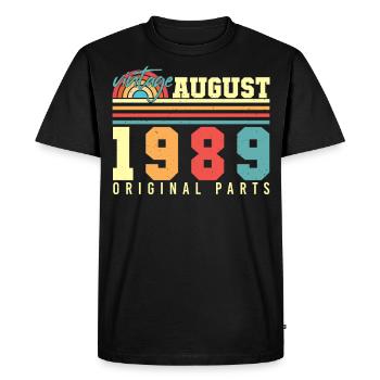 Année de construction Août 1989 - T-shirt Premium bio Homme - noir - Devant - Nico (187cm)