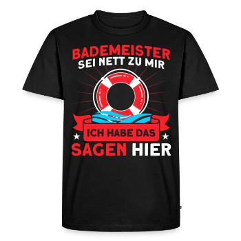 Sauveteur Piscine Sauveteur Sauveteur Sauveteur - T-shirt Premium bio Homme - noir - Devant - Nico (187cm)