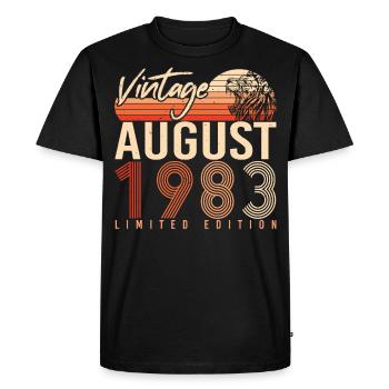 Vœux d’anniversaire pour août 1983 - T-shirt Premium bio Homme - noir - Devant - Nico (187cm)