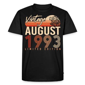 Né en août 1993 - T-shirt Premium bio Homme - noir - Devant - Nico (187cm)