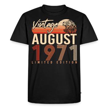 Millésime d’août 1971 - T-shirt Premium bio Homme - noir - Devant - Nico (187cm)