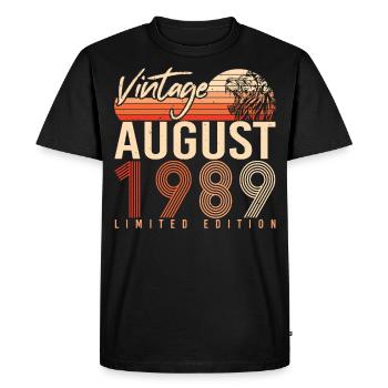 Année de construction 1989 en août - T-shirt Premium bio Homme - noir - Devant - Nico (187cm)