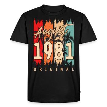 1981 In August birthday greeting - Men's Premium Organic T-Shirt - black - Front - Nico (187cm)