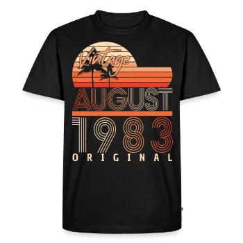Vœux d’anniversaire pour août 1983 - T-shirt Premium bio Homme - noir - Devant - Nico (187cm)