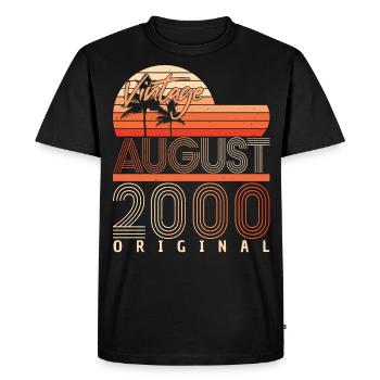 Mois de naissance Août 2000 - T-shirt Premium bio Homme - noir - Devant - Nico (187cm)