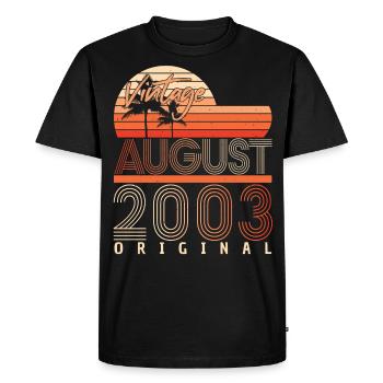 Mois de naissance Août 2003 - T-shirt Premium bio Homme - noir - Devant - Nico (187cm)