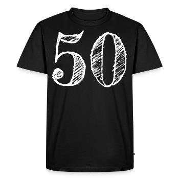 50 ans 50e anniversaire Félicitations Félicitations Félicitations - T-shirt Premium bio Homme - noir - Devant - Nico (187cm)