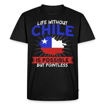 Life without Chile Chile Souvenir - Men's Premium Organic T-Shirt - black - Front - Nico (187cm)