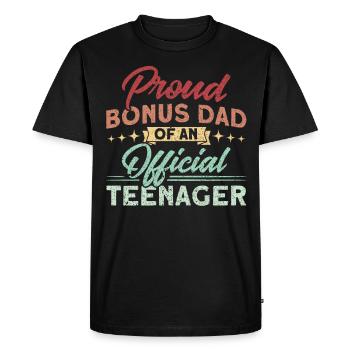 Bonus père d’une famille d’adolescents officielle - T-shirt Premium bio Homme - noir - Devant - Nico (187cm)