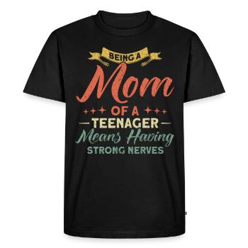 Mère d’une famille d’adolescents aux nerfs forts - T-shirt Premium bio Homme - noir - Devant - Nico (187cm)
