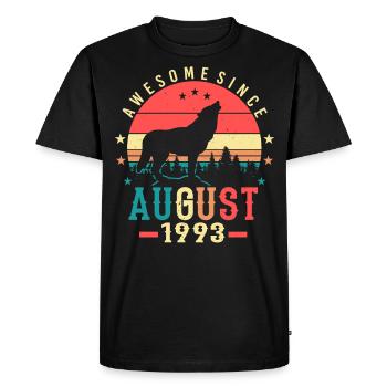 Vœux d’anniversaire pour août 1993 - T-shirt Premium bio Homme - noir - Devant - Nico (187cm)