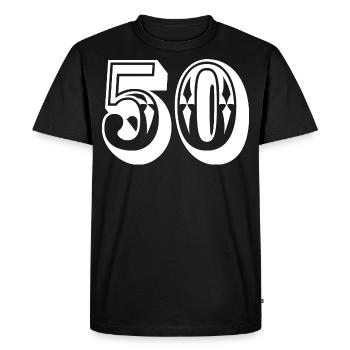 Numéro 50 ans d’anniversaire Félicitations - T-shirt Premium bio Homme - noir - Devant - Nico (187cm)