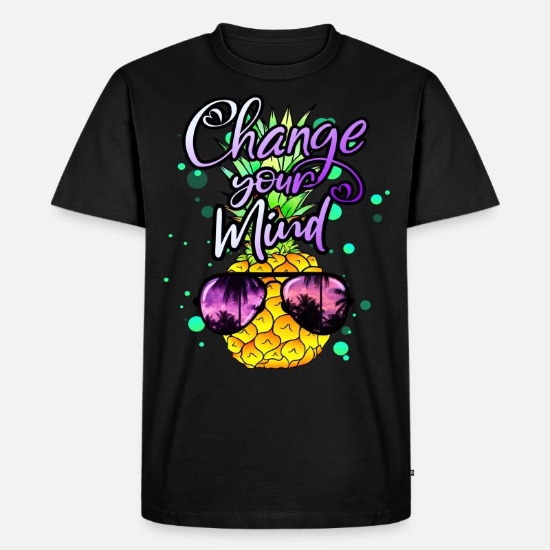 coole Ananas Change your Mind - Männer Premium Bio T-Shirt - Schwarz