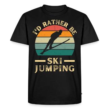 Ski jumping. Ski jumping on a ski holiday retro - Men's Premium Organic T-Shirt - black - Front - Nico (187cm)